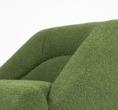 Contemporary Pair of Armchairs with Ottoman Green Upholstery Italy