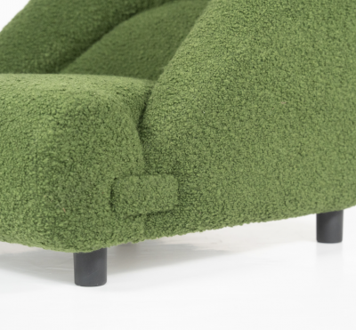 Contemporary Pair of Armchairs with Ottoman Green Upholstery Italy