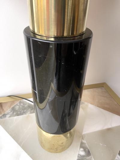 Contemporary Pair of Brass Lamps Black Marble Italy