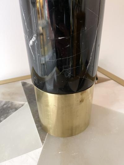 Contemporary Pair of Brass Lamps Black Marble Italy