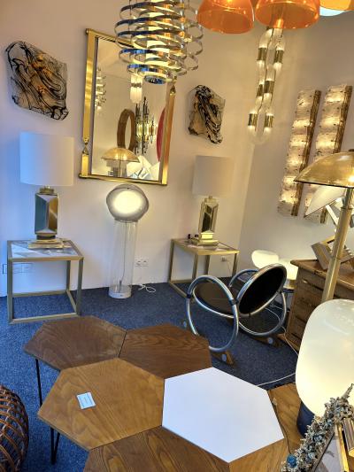 Contemporary Pair of Brass Lamps Italy