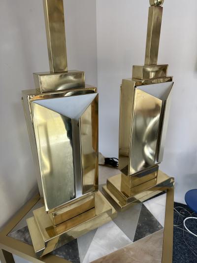 Contemporary Pair of Brass Lamps Italy