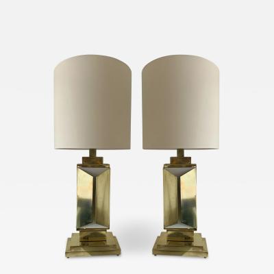 Contemporary Pair of Brass Lamps Italy