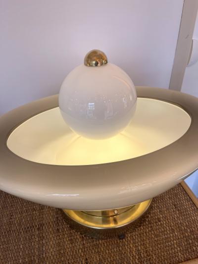 Contemporary Pair of Brass Murano Glass Fountain Lamps Italy