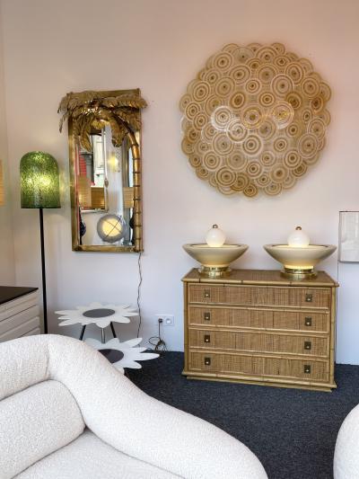 Contemporary Pair of Brass Murano Glass Fountain Lamps Italy