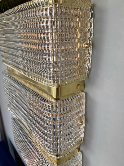 Contemporary Pair of Brass Sconces Murano Glass Italy