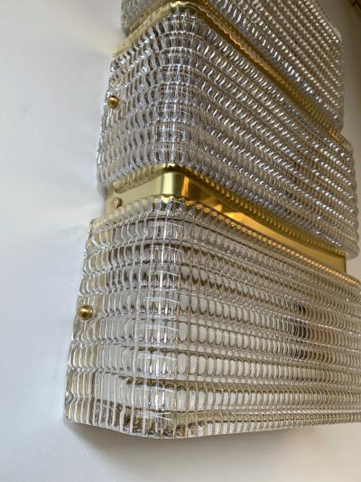 Contemporary Pair of Brass Sconces Murano Glass Italy
