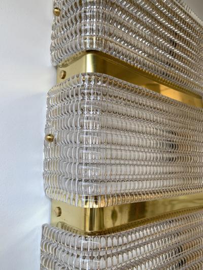 Contemporary Pair of Brass Sconces Murano Glass Italy