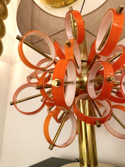 Contemporary Pair of Brass Sputnik Rings Murano Glass Lamps Italy