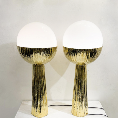 Contemporary Pair of Brass Table Lamps Italy