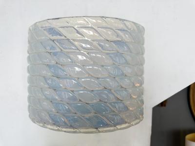 Contemporary Pair of Brass and Blue Opal Murano Glass Sconces Italy