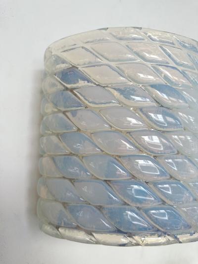 Contemporary Pair of Brass and Blue Opal Murano Glass Sconces Italy