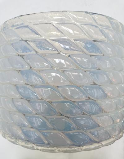 Contemporary Pair of Brass and Blue Opal Murano Glass Sconces Italy