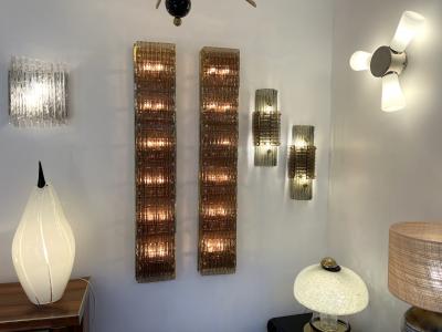 Contemporary Pair of Brass and Cola Gold Leaf Murano Glass Sconces Italy