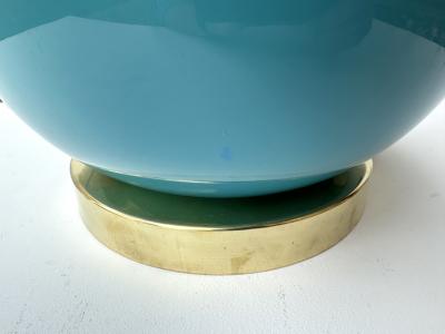 Contemporary Pair of Brass and Colored Bulb Murano Glass Lamps Italy