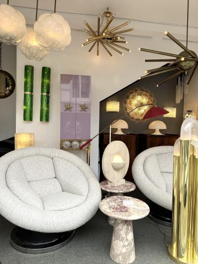 Contemporary Pair of Brass and Green Murano Glass Sconces Italy