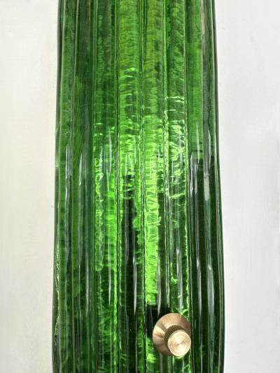Contemporary Pair of Brass and Green Murano Glass Sconces Italy
