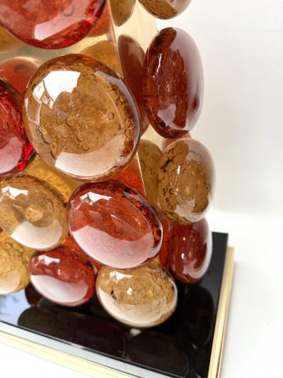 Contemporary Pair of Brass and Murano Glass Macaroons Lamps Italy