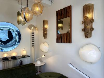 Contemporary Pair of Brass and Murano Glass Macaroons Sconces Italy