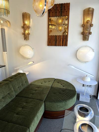 Contemporary Pair of Brass and Murano Glass Macaroons Sconces Italy