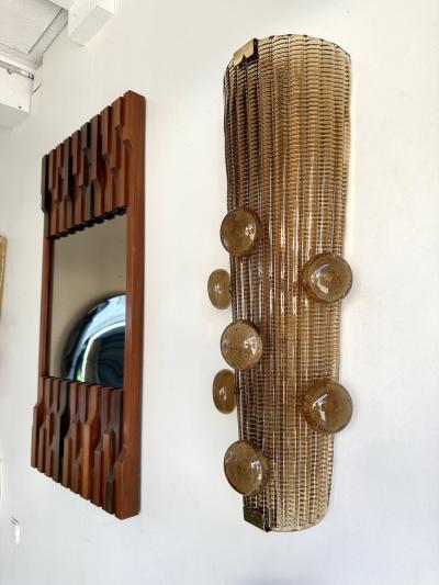 Contemporary Pair of Brass and Murano Glass Macaroons Sconces Italy