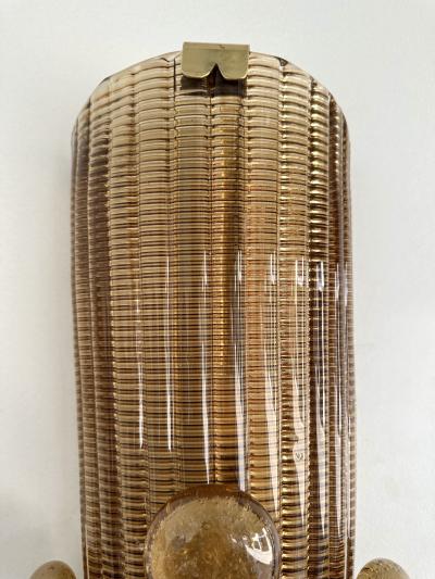 Contemporary Pair of Brass and Murano Glass Macaroons Sconces Italy