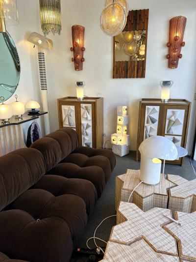 Contemporary Pair of Brass and Murano Glass Macaroons Sconces Italy