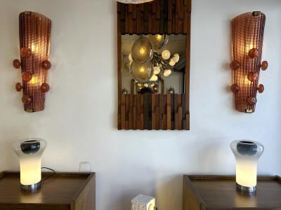 Contemporary Pair of Brass and Murano Glass Macaroons Sconces Italy