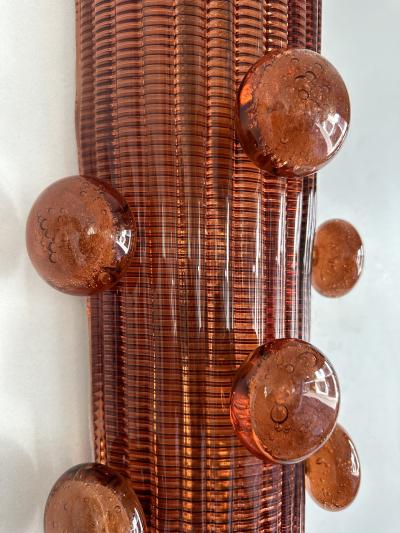 Contemporary Pair of Brass and Murano Glass Macaroons Sconces Italy