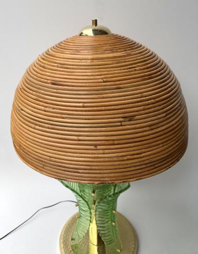 Contemporary Pair of Brass and Murano Glass Palm Tree Lamps Italy