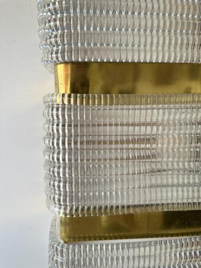 Contemporary Pair of Brass and Murano Glass Sconces Italy