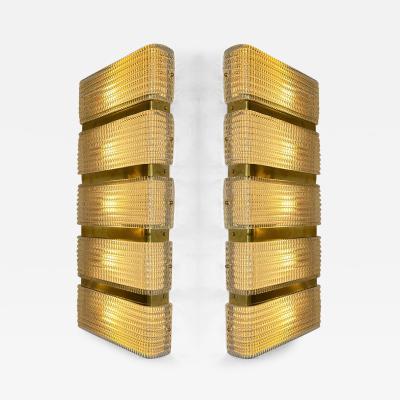 Contemporary Pair of Brass and Murano Glass Sconces Italy