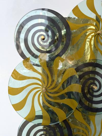 Contemporary Pair of Brass and Murano Glass Spiral Sconces Italy