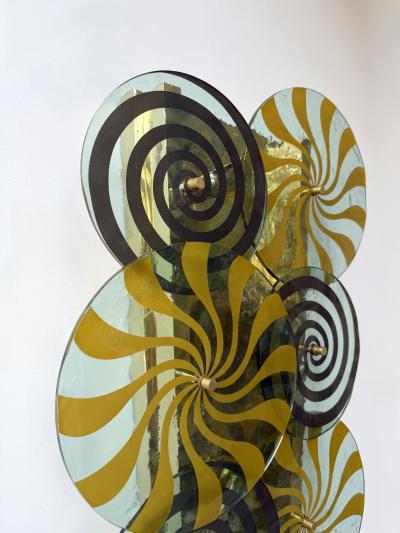 Contemporary Pair of Brass and Murano Glass Spiral Sconces Italy