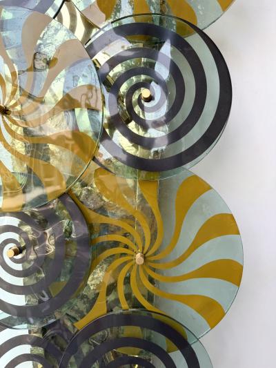 Contemporary Pair of Brass and Murano Glass Spiral Sconces Italy