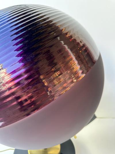 Contemporary Pair of Brass and Murano Glass World Map Style Lamps Italy