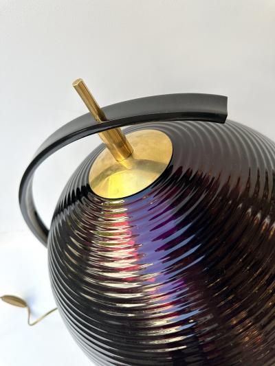 Contemporary Pair of Brass and Murano Glass World Map Style Lamps Italy