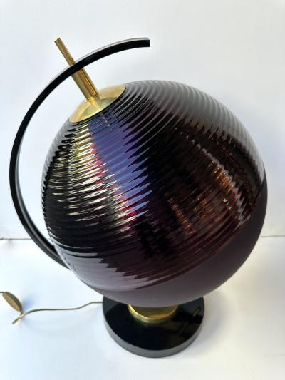 Contemporary Pair of Brass and Murano Glass World Map Style Lamps Italy