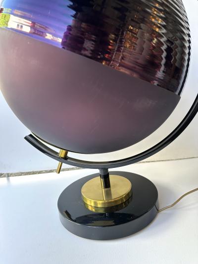 Contemporary Pair of Brass and Murano Glass World Map Style Lamps Italy