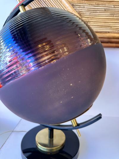 Contemporary Pair of Brass and Murano Glass World Map Style Lamps Italy