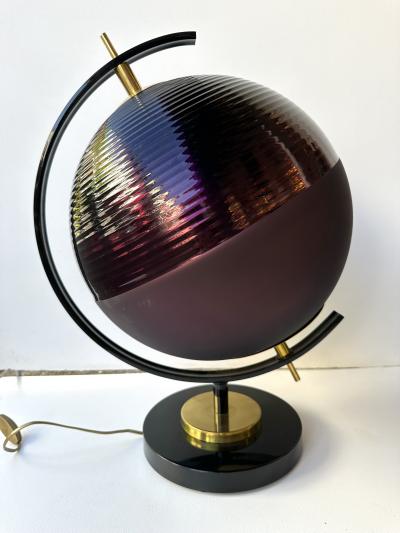 Contemporary Pair of Brass and Murano Glass World Map Style Lamps Italy