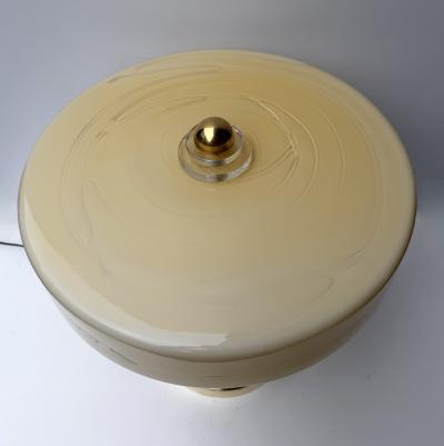 Contemporary Pair of Brass and Yellow Murano Glass Giro Lamps Italy