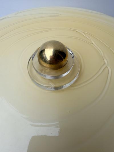 Contemporary Pair of Brass and Yellow Murano Glass Giro Lamps Italy