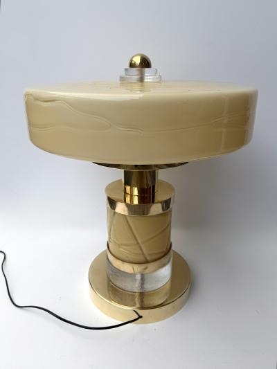 Contemporary Pair of Brass and Yellow Murano Glass Giro Lamps Italy