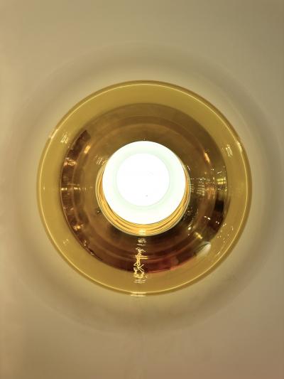 Contemporary Pair of Brass and Yellow Murano Glass UFO Sconces Italy
