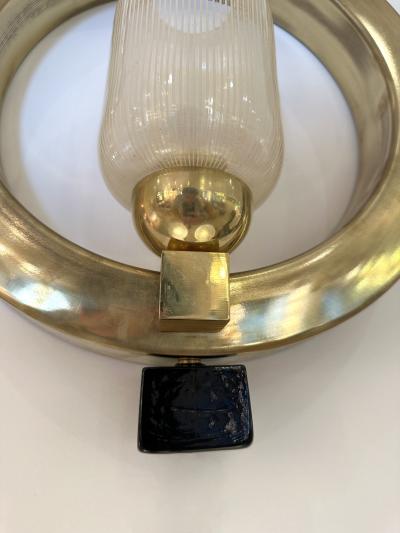 Contemporary Pair of Circle Brass and Murano Glass Sconces Italy
