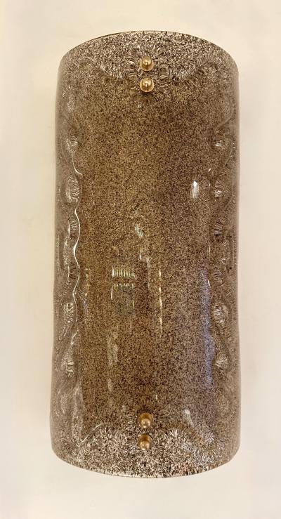 Contemporary Pair of Cola Granita Murano Glass and Brass Sconces Italy