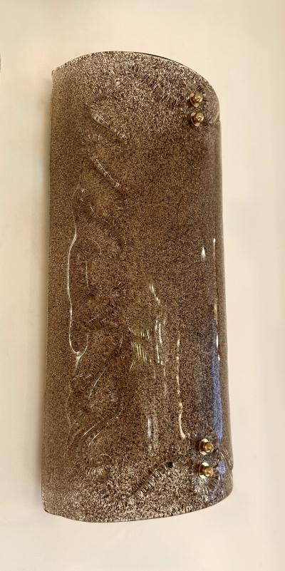 Contemporary Pair of Cola Granita Murano Glass and Brass Sconces Italy