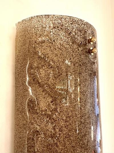 Contemporary Pair of Cola Granita Murano Glass and Brass Sconces Italy