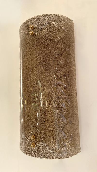 Contemporary Pair of Cola Granita Murano Glass and Brass Sconces Italy